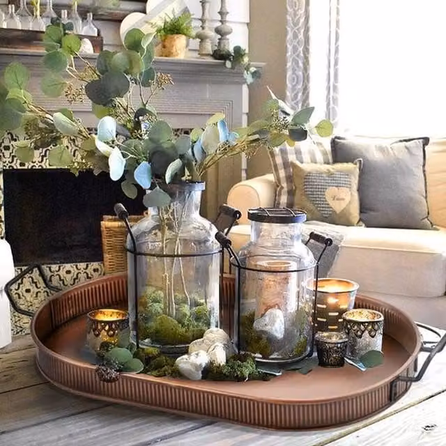 The Mia UK Solid Metal Oval Serving Tray in Bronze and Brown