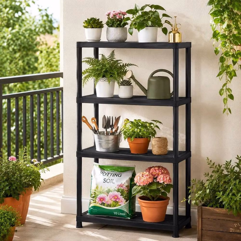 PAWNORA 4 Tier Plastic Storage Shelving in Black – 3