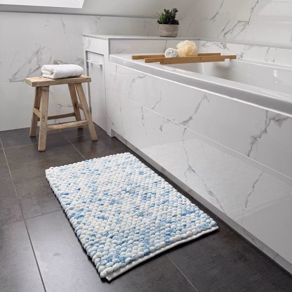 Allure Bath Fashions Marl Chunky Bobble Bath Mat, Blue, W/D/H: 80 x 50 x 1 cm – 2