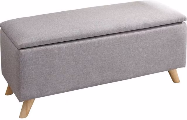 FORGEVIO Fabric Ottoman Storage Window Seat Bench in Light Grey