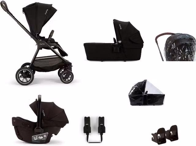 Nuna TRIV Next Urbn Pushchair 3-in-1 Bundle with PIPA Urbn Car Seat and LYTL Carrycot in Black