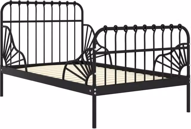 Berkfield Home Extendable Metal Bed Frame in Black, W/D/H: 80 x 130/200 cm