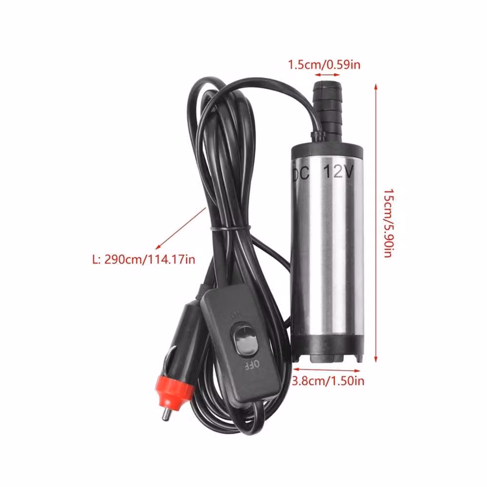 EONLION 12V DC Submersible Pump for Water, Oil and Fuel, 38mm, Silver – 2