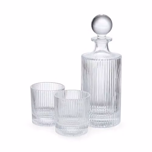 BarCraft Glass Whisky Decanter Set with 2 Tumblers, 750ml Decanter and 270ml Glasses, Transparent – 1