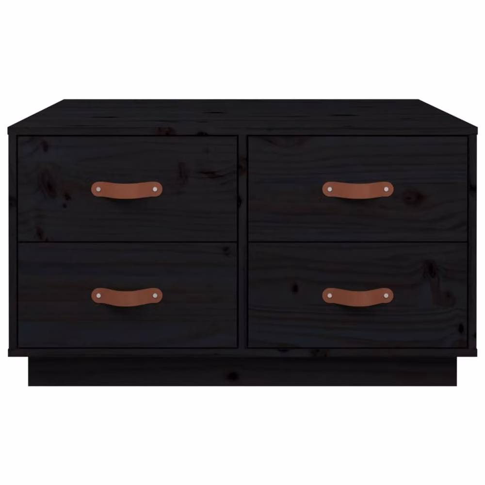 Berkfield Home Black Rustic Solid Pine Square Coffee Table W/D/H: 80 x 80 x 45 cm – 4