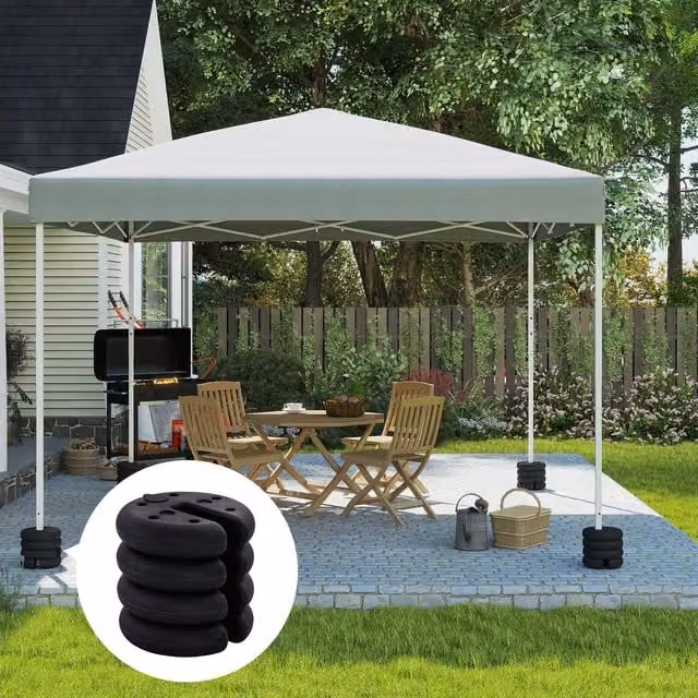 Outsunny Set of 4 Sand Fillable Gazebo Canopy Weights in Black Plastic – 11