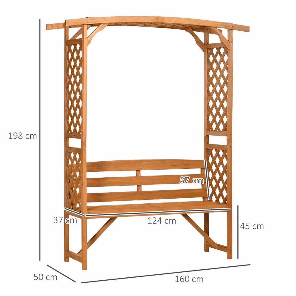Hinsinc Wooden Garden Arbour Bench with Trellis Pergola in Brown – 2
