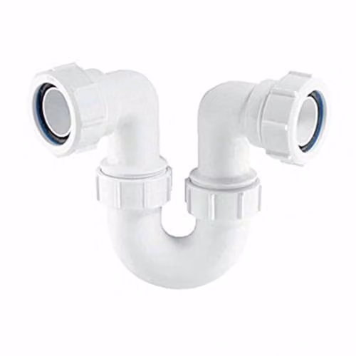 McAlpine SR10 White Plastic Running Tubular Swivel P Trap, 1.25 inch