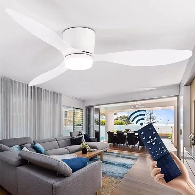 NESTLUNE Large LED Ceiling Fan with Lighting, 6-Speed, White