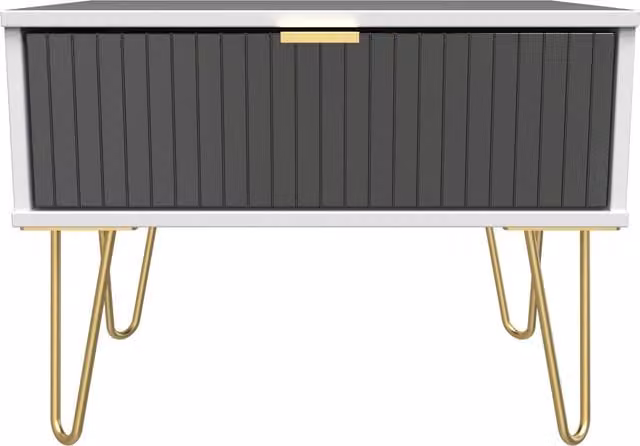 2 U Bexley Ready Assembled 1 Drawer Wide Side Table in True Black and Gold