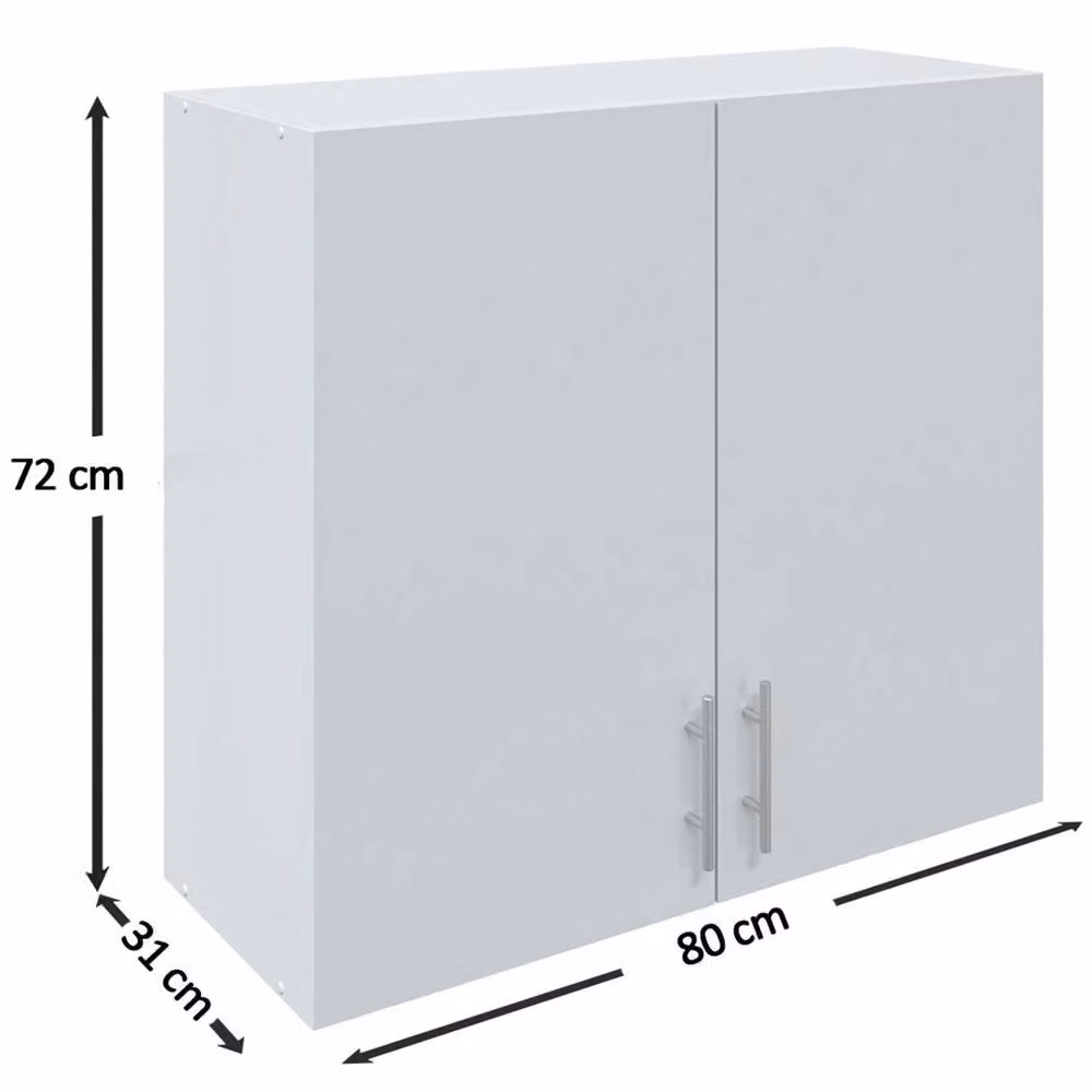 Havendro Modern White Matt Kitchen Wall Storage Cabinet with Hinged Doors, W/H: 80.0 x 72.0 cm – 2