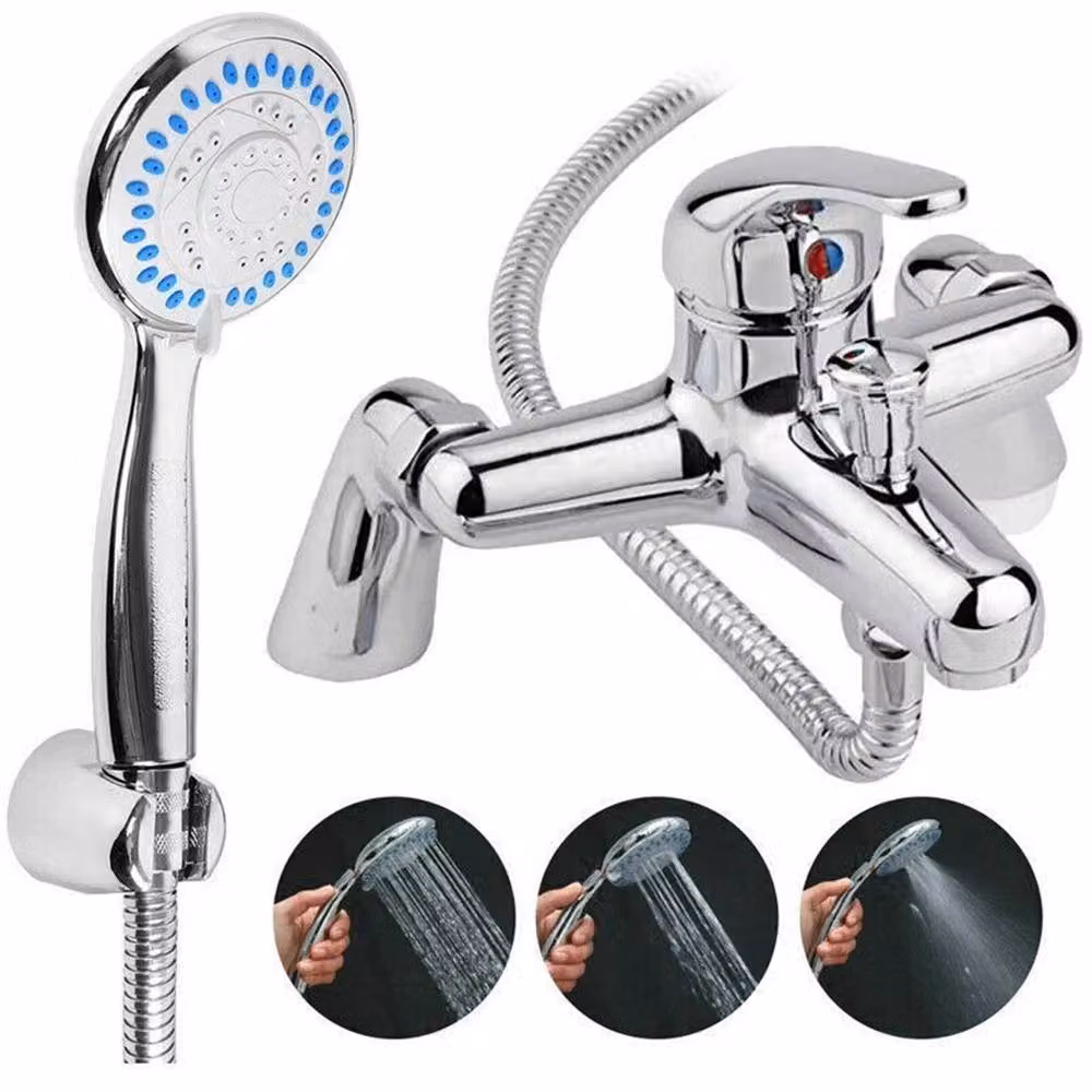 Nordara Silver Chrome Single Lever Bath and Shower Mixer Set with Handheld Hose – 2