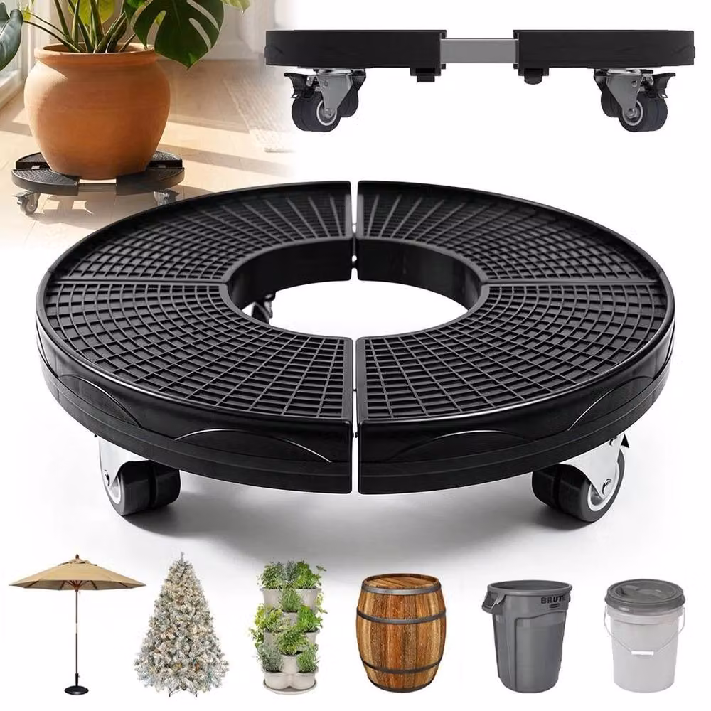 EONLION Black Indoor Patio Flower Pot Plant Stand Tray Holder – 2