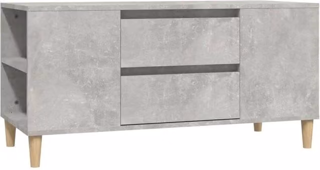 Berkfield Home Scandinavian TV Cabinet in Concrete Grey, W/D/H: 102 x 44.5 x 50 cm – 1
