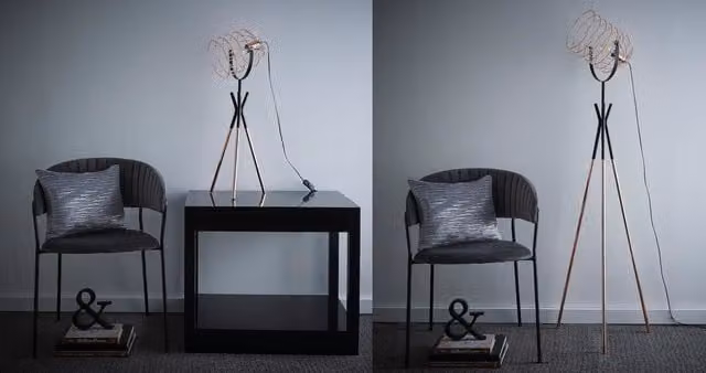 K LIVING Fulton Industrial Metal Tripod Table Lamp in Copper and Black