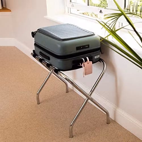 Harbour Housewares Folding Metal Luggage Rack in Silver – 3