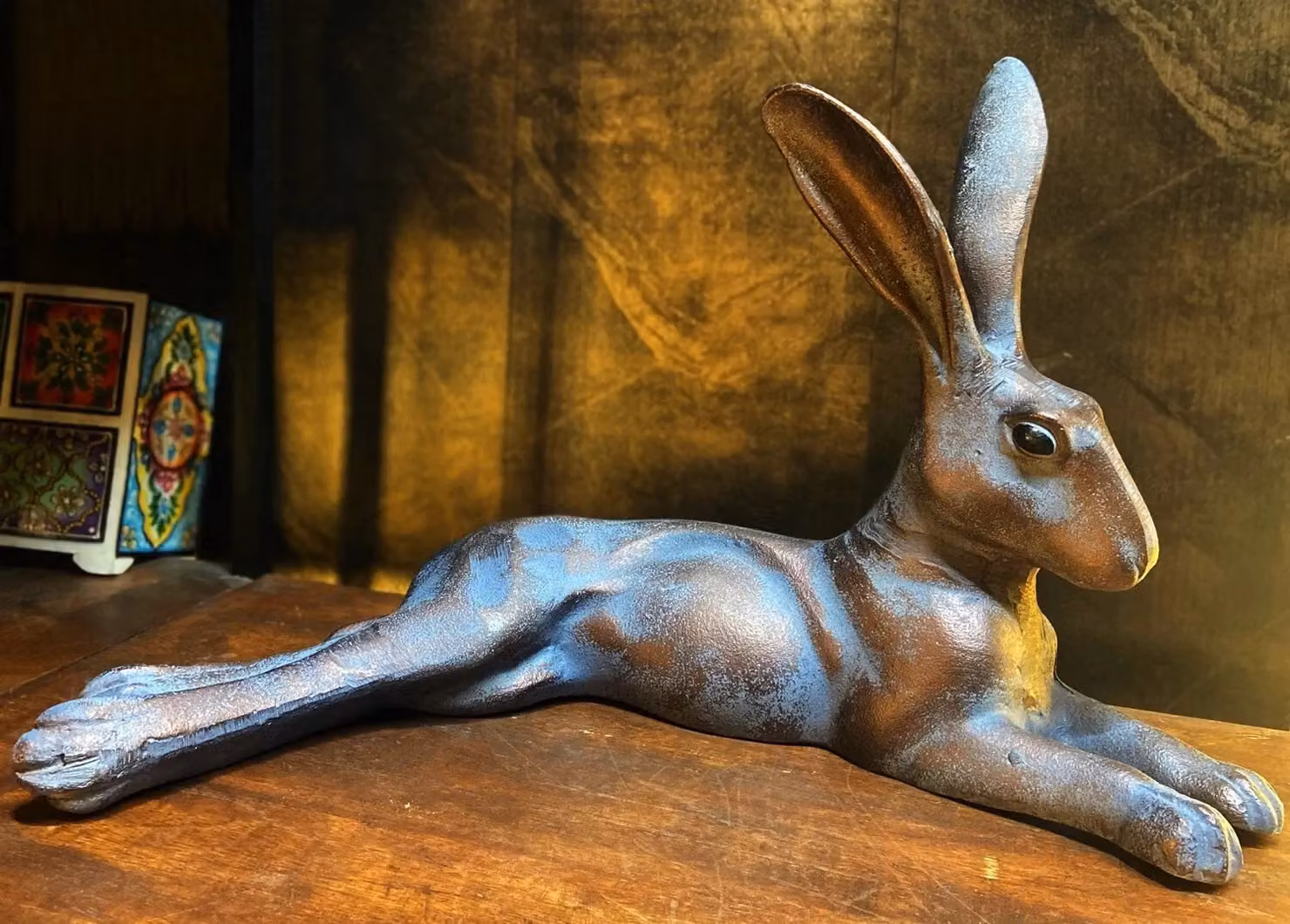 Inspirational Gifting Laying Hare Garden Sculpture in Bronze Cast Aluminium, W: 50 cm, H: 25 cm, D: 25 cm – 2