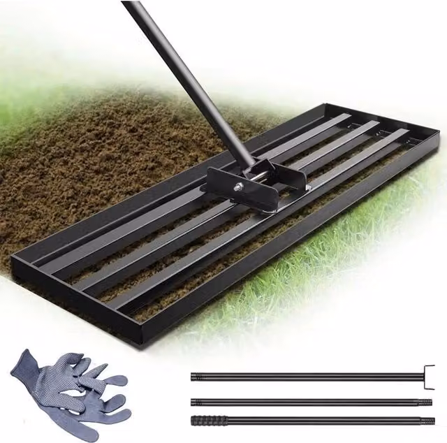 KORVIXA Manual Metal Lawn Levelling Rake in Black