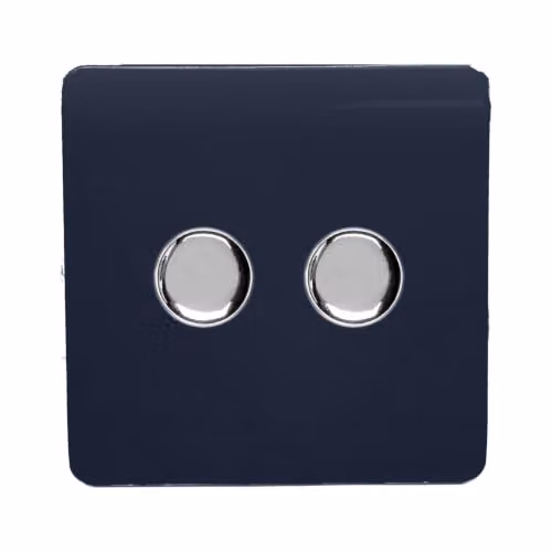 Trendi Modern Glossy Tactile 2 Gang 2 Way 120w LED Dimmer Switch in Navy Blue – 2