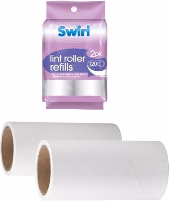 Swirl Lint Roller Refill Rolls, 2 Pack, White, Width: 10 cm