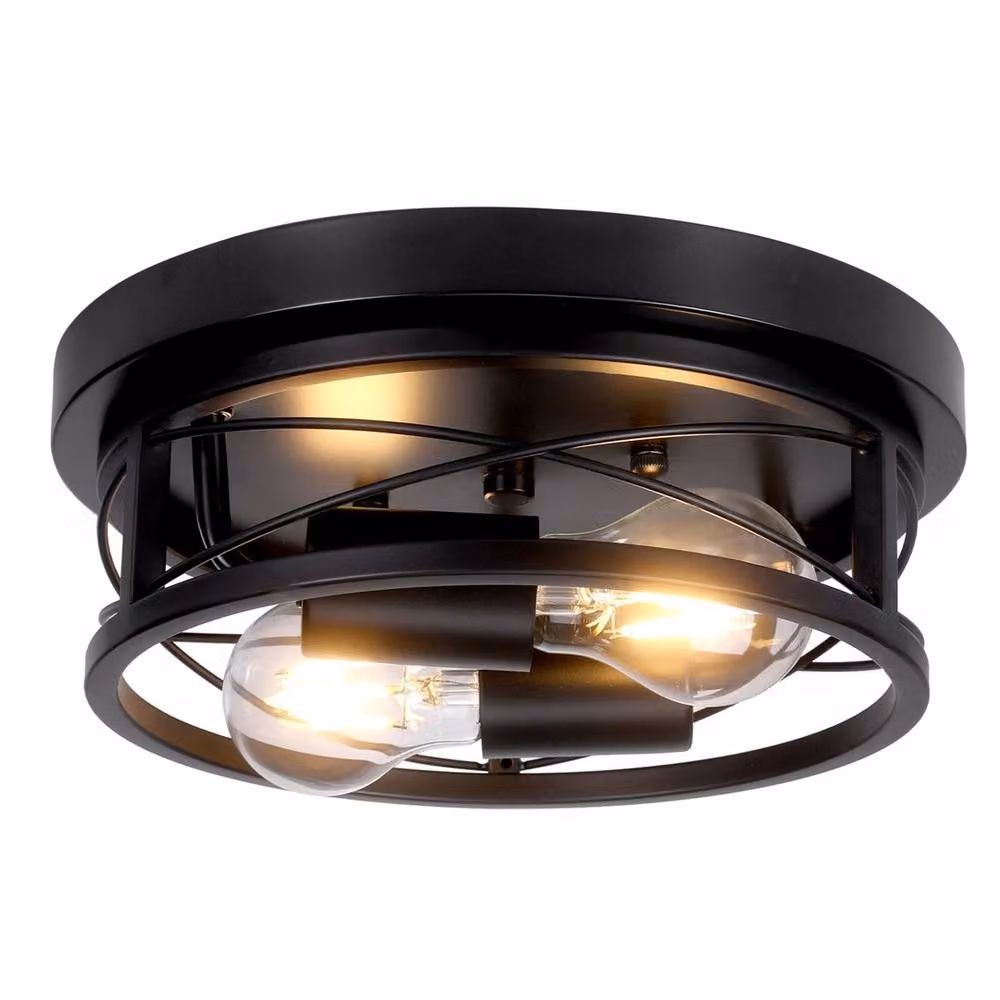 SPETLEK Black Round E27 Flush Ceiling Light for Living Room, Bathroom or Kitchen – 2