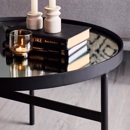 Julian Bowen Franki Modern Square Glass Coffee Table in Black, W/D/H: 70 x 70 x 41.5 cm – 4