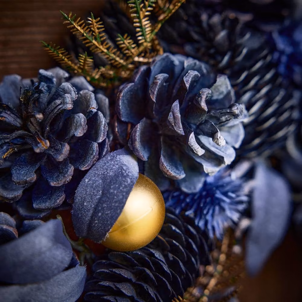 Dibor Moonlight Christmas Table Decoration Centerpiece Wreath in Blue, Diameter: 35 cm – 3