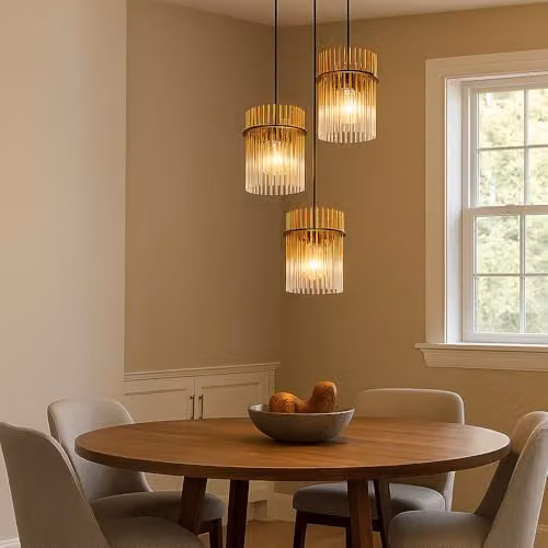 Globo Lighting Gorley Cluster Pendant Lamp with Amber Transparent Glass Shades and Black Metal, Diameter: 47 cm, Height: 140 cm, 3x E27 – 4