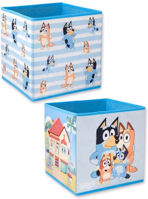 Bluey Multi Character Foldable Fabric Storage Cube Twin Pack in Blue for Unisex Kids