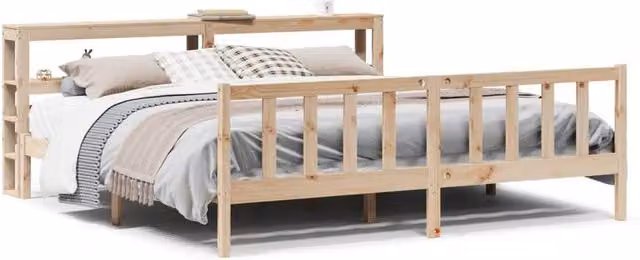 Berkfield Home Super King Solid Wood Pine Bed Frame in Light Brown, W/D/H: 180 x 200 cm