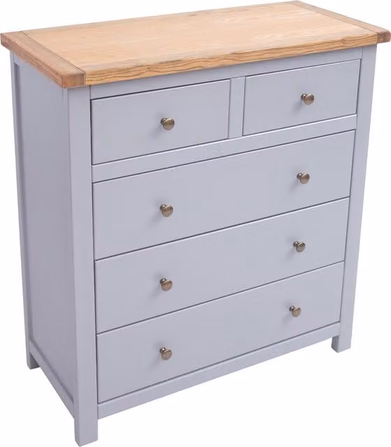 Cabinet Bits Mirano 2 Over 3 Chest of Drawers in Grey Ash Wood with Brass Details