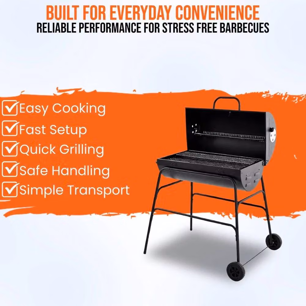 SPETLEK Charcoal Oil Drum BBQ Grill Large Steel Barrel Rack in Black – 3