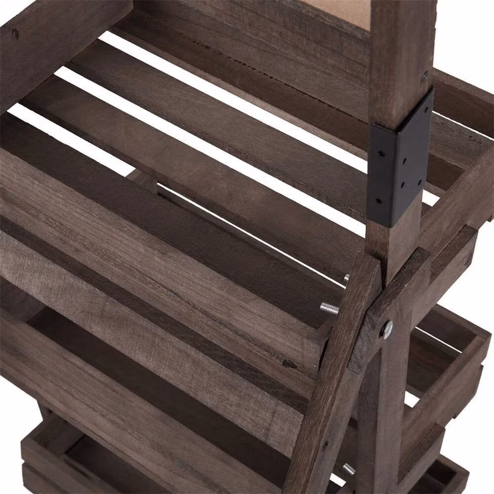 FLAVORA 3-Tier Rustic Wooden Ladder Plant Stand with Chalkboard in Brown – 5