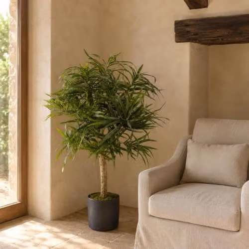 Leaf Artificial Dracaena Tree in Green with Pot, Height: 100 cm – 2