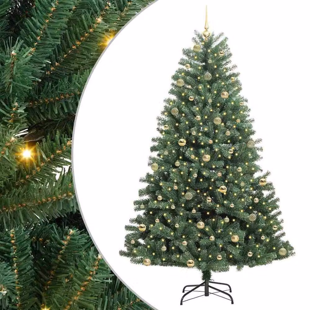 Berkfield Home Artificial Hinged Christmas Tree in Green, Height: 240 cm – 2