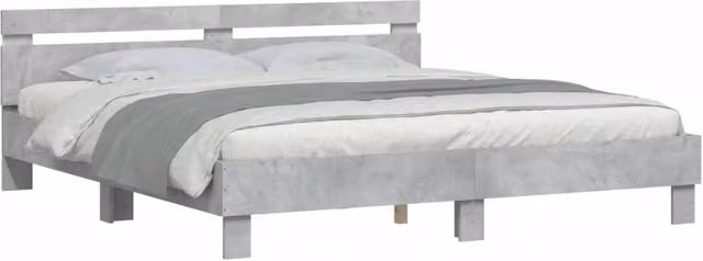 Berkfield Home Durable Super King Bed Frame with Under-Bed LED Lighting in Concrete Grey, W/D/H: 180 x 200 x 70 cm