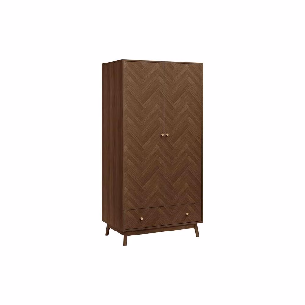 Birlea Herringford Walnut 2 Door 1 Drawer Wardrobe in Brown – 5