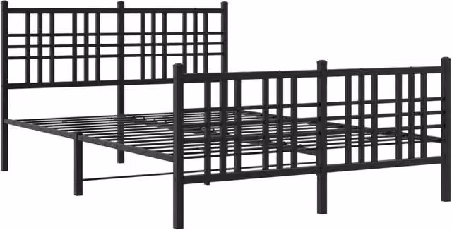 Berkfield Home Metal Bed Frame with Footboard, Black, W: 137 cm, D: 190 cm, H: 90 cm – 1