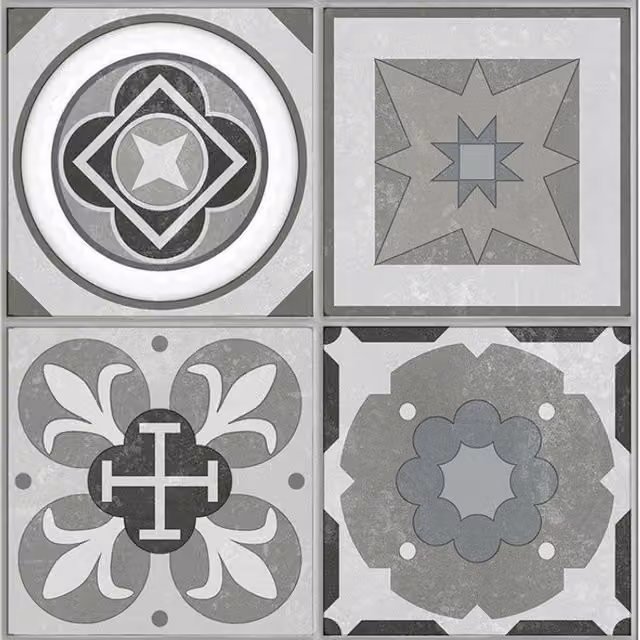 Guardian Click Vinyl Flooring Tiles in Valetta Mosaic Grey, Pack of 8, W: 30.5 cm, L: 61 cm