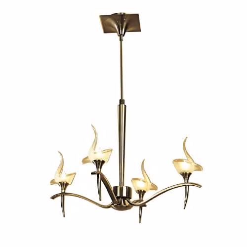 Inspired Mantra Fusion Viena Telescopic Round Pendant Light, 4 x G9, Antique Brass and White – 1