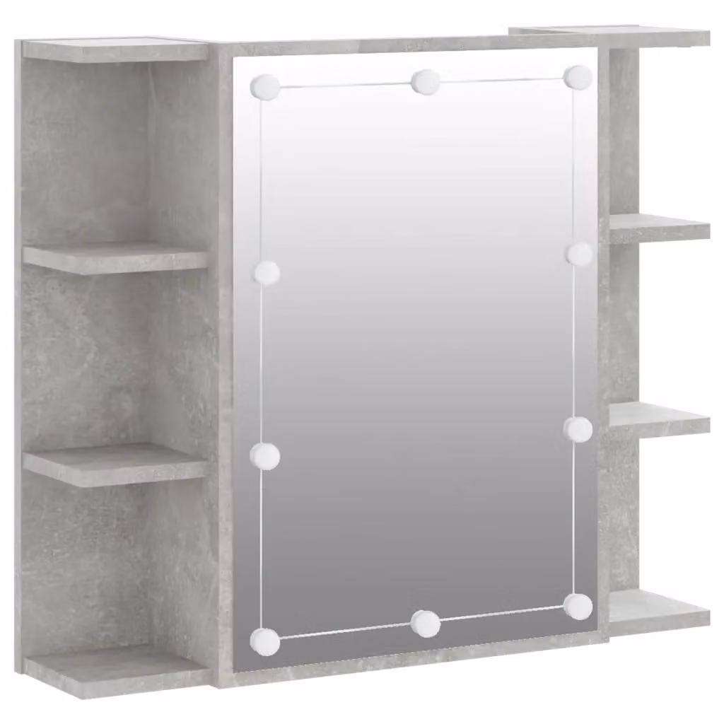 Berkfield Home LED Mirror Cabinet in Concrete Grey, W: 70 cm, H: 60 cm, D: 16.5 cm – 2