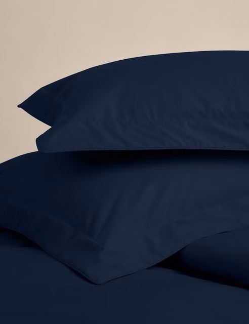 M&S 2 Pack Navy Blue Egyptian Cotton Oxford Pillowcases