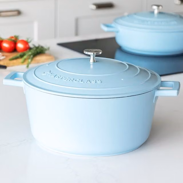 MasterClass Sky Blue Cast Aluminium Casserole Dish, 5L