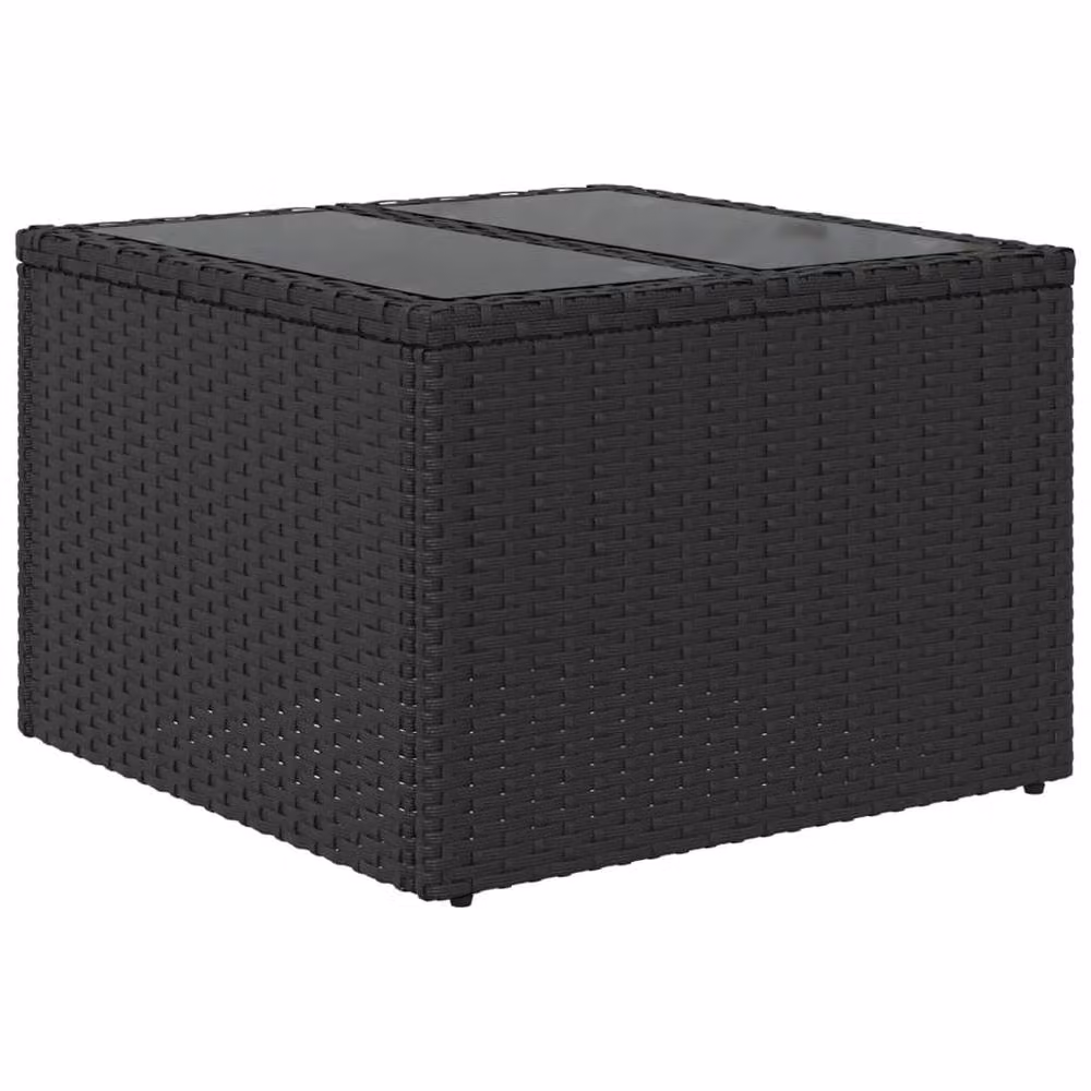 Berkfield Home Black Poly Rattan Garden Table with Glass Top, W/D/H: 55 x 55 x 37 cm – 4
