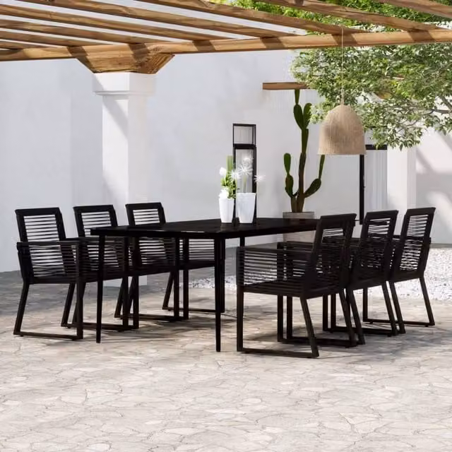 Berkfield Home 7 Piece Modern Garden Dining Set in Black – 1
