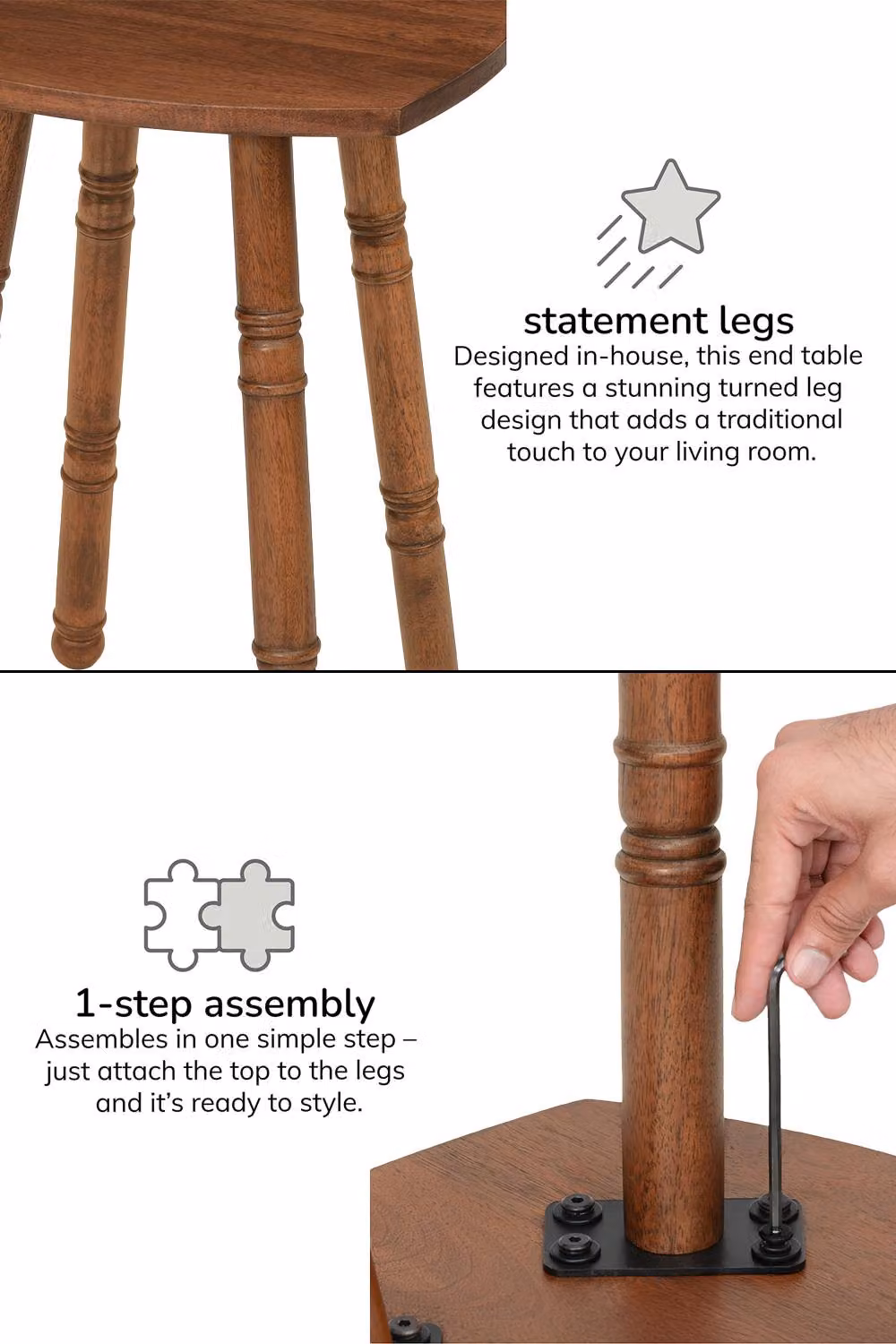 MH London Spritz Solid Mango Wood Side Table in Walnut Brown – 3