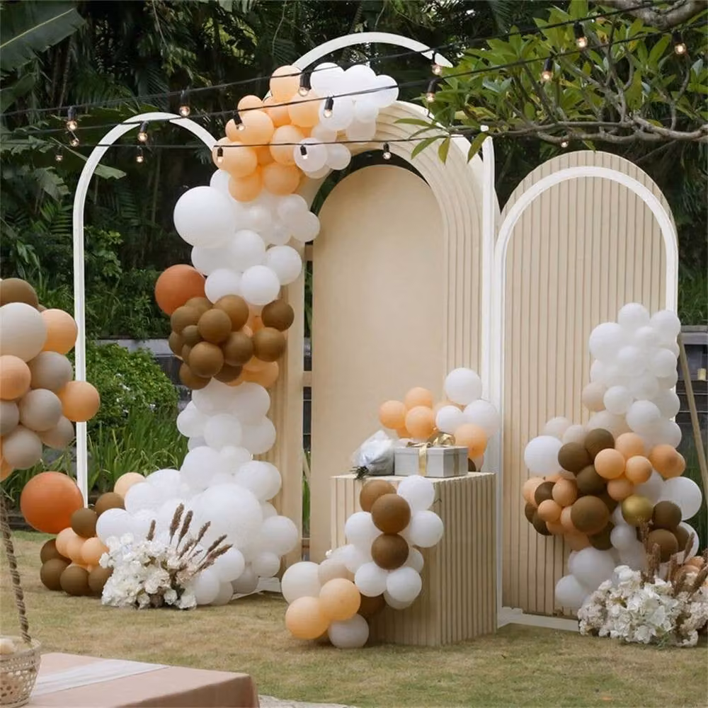 NESTLUNE Set of 3 White Metal Arch Backdrop Stands for Weddings and Parties, W: 100 cm, D: 15 cm – 2