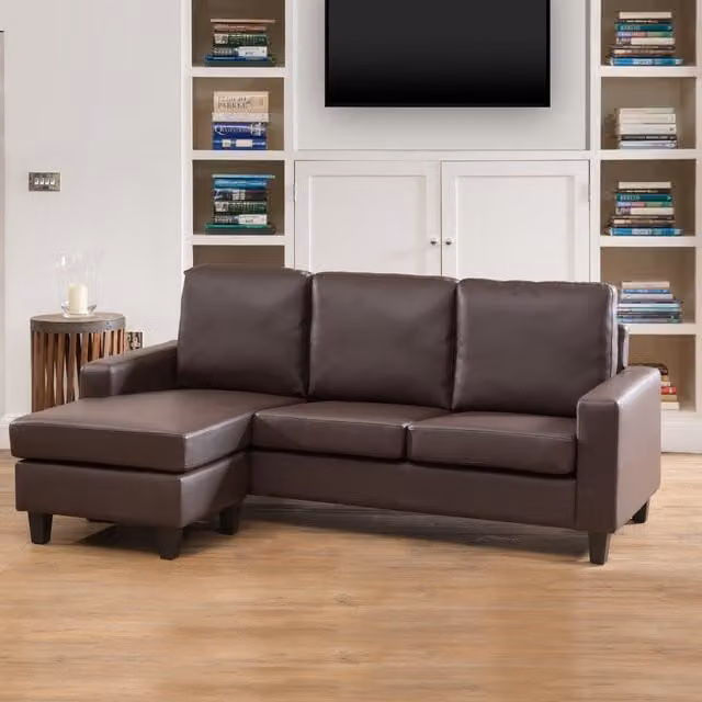 Artemis Home Modena Reversible L-Shape Corner Sofa in Brown Synthetic Leather – 1