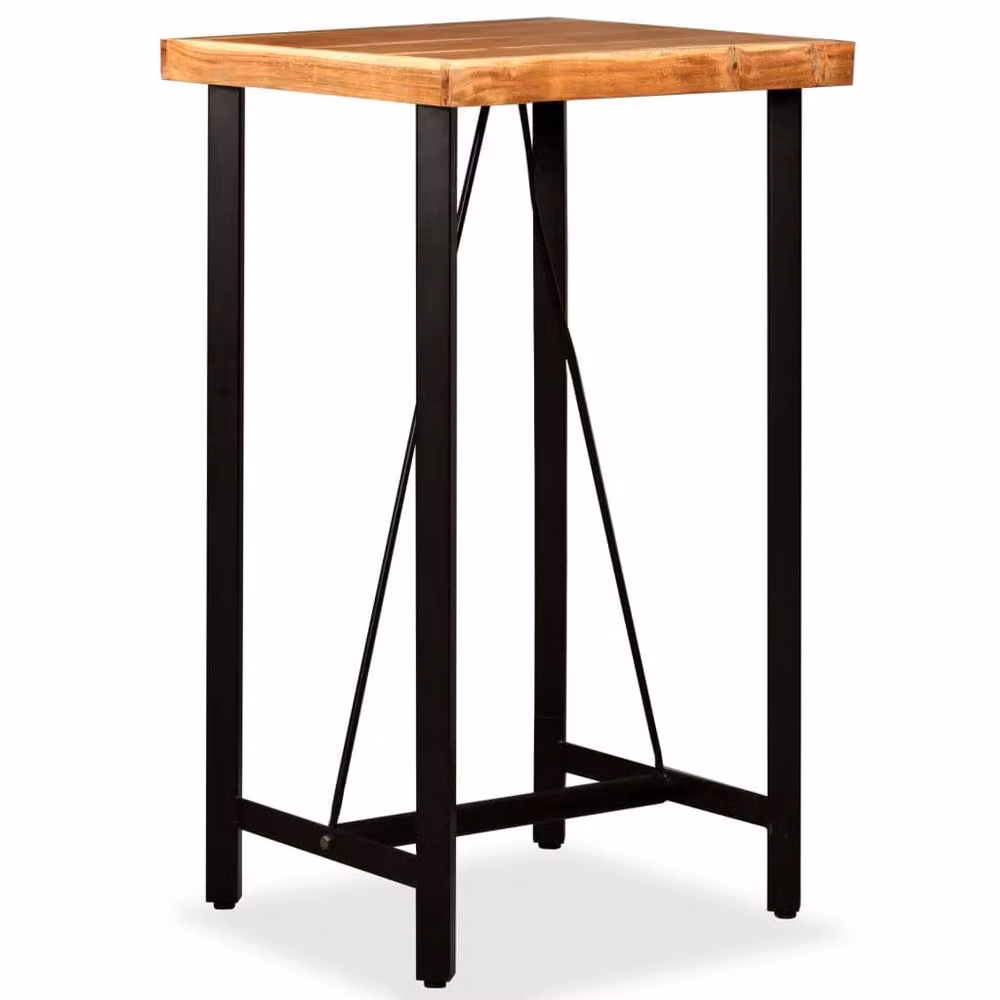 Berkfield Solid Acacia Wood Home Bar Table in Brown, W/D/H: 60 x 60 x 107 cm – 2
