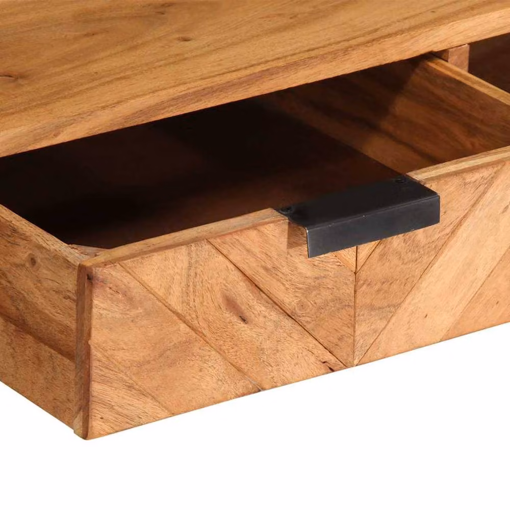 Berkfield Home Acacia Wood Coffee Table in Brown, W/D/H: 110 x 55 x 40 cm – 5